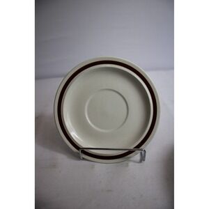 Genuine Stoneware Saucers Japan Brown Rim Set of 8 Replacement Cafe Dish